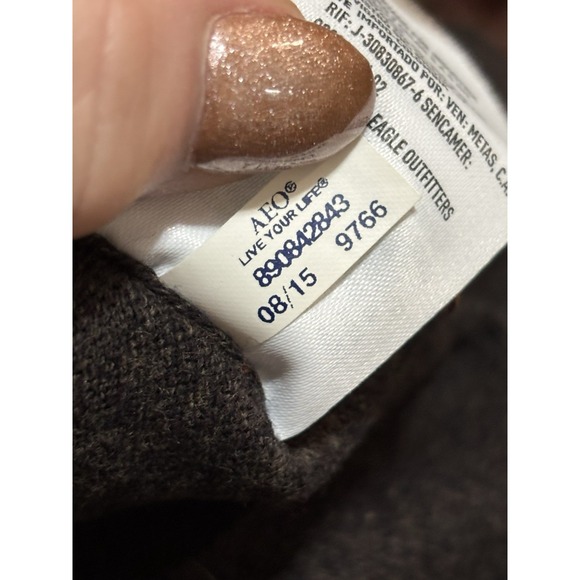 American Eagle Mens Medium Brown V Neck Sweater 100% Cotton Pullover M - Picture 6 of 6